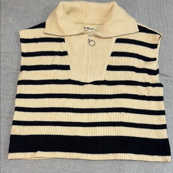 Blank NYC Cream and Black Cowl Neck Sweater with Nautical Stripes - Picture 1 of 3